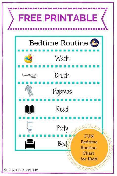 Free Printable Bedtime Routine Chart For Little Kids And Toddlers