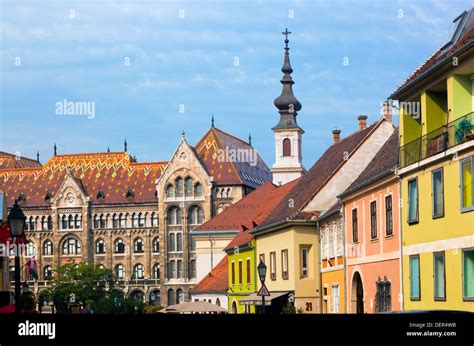 Old Town Buildings On The Buda Castle Hill In Budapest Hungary Stock