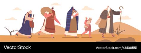 Moses Guides Israelites Through Desert Character Vector Image