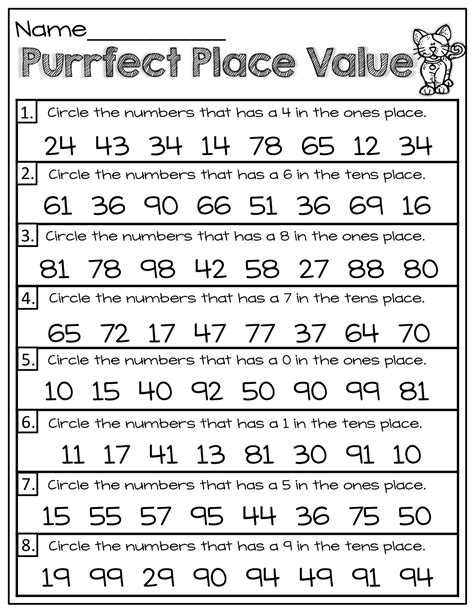 First Grade Place Value Order Numbers Worksheets