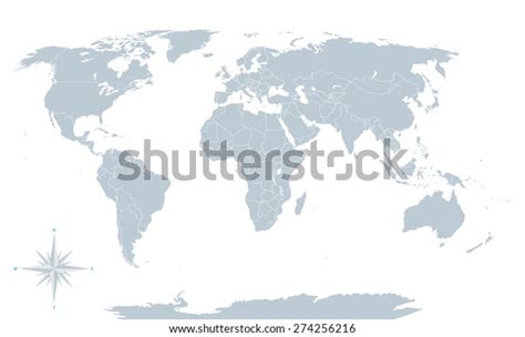 Political World Map Grey White Borders Stock Vector Royalty Free