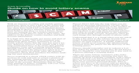 Guide On How To Avoid Lottery Scams