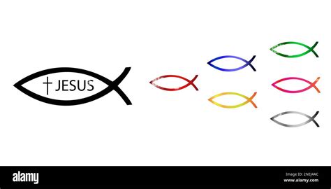 Ichthys Christian Sign Collection Jesus Christ Symbol As A Fish Shape