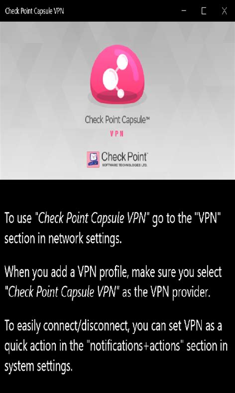 All it does is running the launcher executable file in. Check Point Capsule VPN for Windows 10 free download on 10 ...