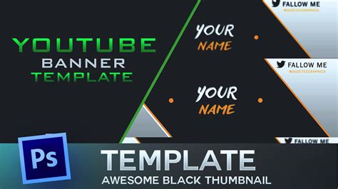 Free Youtube Thumbnail Template Psd Black By Dara Youtube