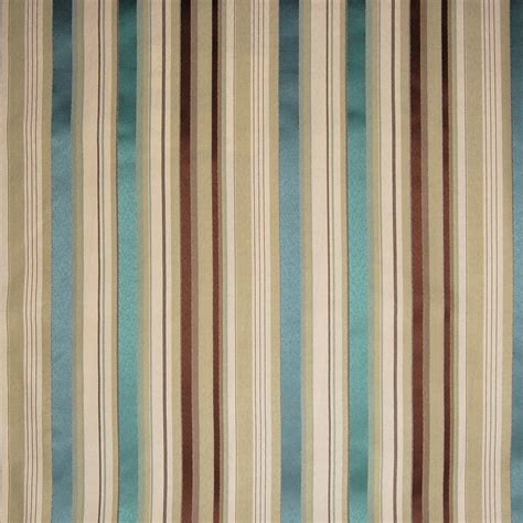 Surf Blue And Brown Stripe Upholstery Fabric