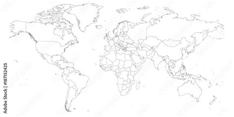 Blank Outline Map Of World Worksheet For Geography Teachers Usable As