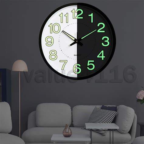 12 Indoor Quartz Battery Wall Clock Non Ticking Glow In The Dark