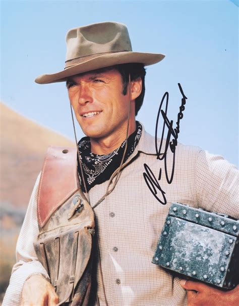 Signed CLINT EASTWOOD Autographed PHOTO With COA RAWHIDE COWbabe ROWDY YATES On EBid United