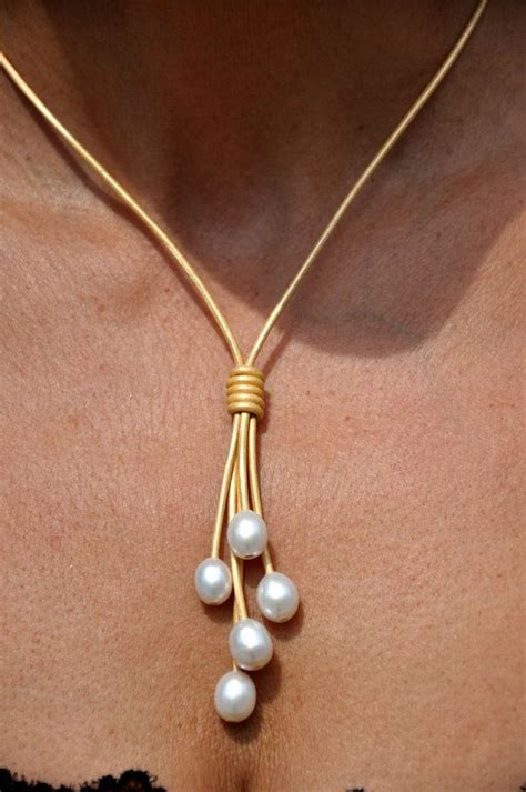 Freshwater Pearl And Leather Necklace Pearl By Christinechandler