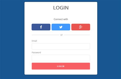 Create A Login Form With Social Media W3iscool