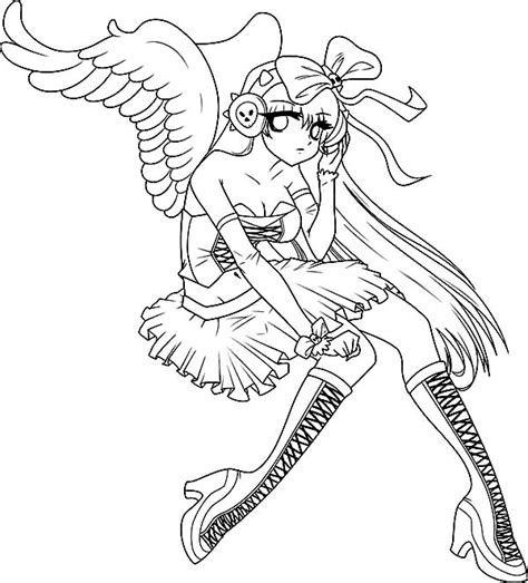 An Angel In Anime Motion Coloring Page Coloring Sky