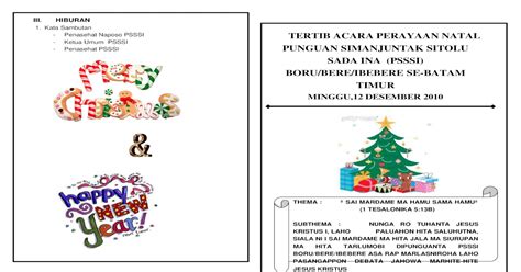 Sore itu aku habis senam seperti biasanya. Tertib Acara Natal Sekolah Minggu : Tertib Acara Perayaan Natal Simanjuntak - pars restaurants