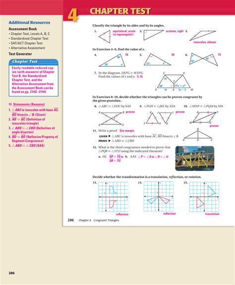 Identifying congruent triangles hw hr 4:proving. Geometry chapter 4 assessment book chapter test b answers ...
