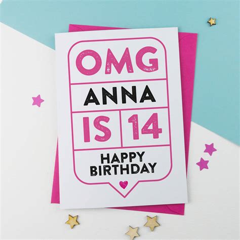 Omg 14th Birthday Card Personalised By A Is For Alphabet
