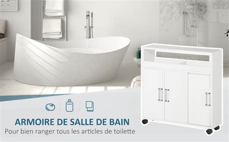 Kleankin Meuble De Rangement Pour Wc Toilette Salle De Bain Avec