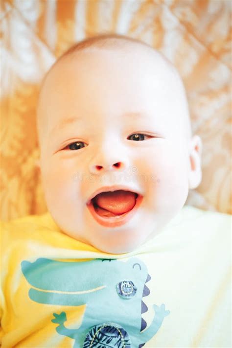 Infant Baby Child Boy Six Months Old Shows Emotions Stock Photo Image