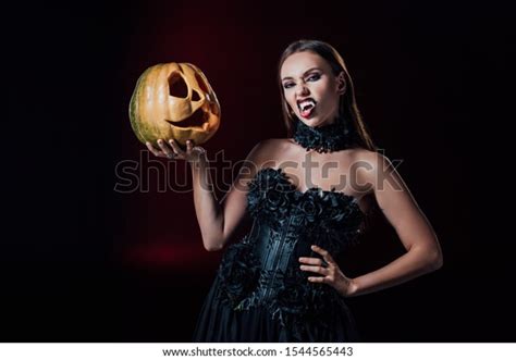 Scary Vampire Girl Fangs Black Gothic Stock Photo 1544565443 Shutterstock