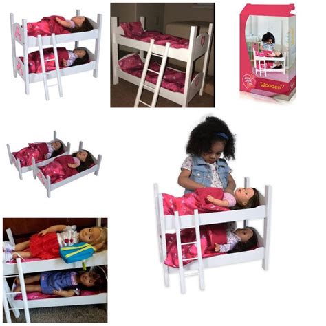 Twin American Girl Doll Bunk Beds With Heart Theme And Ladder Fits 18