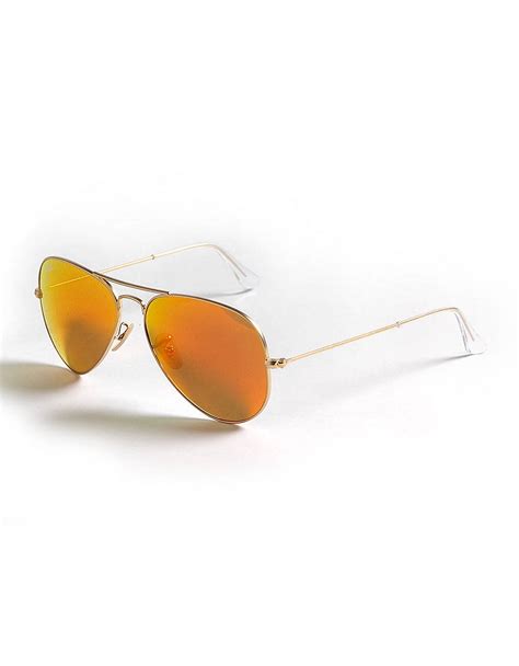Ray Ban Aviator Sunglasses In Orange For Men Goldorange Lyst