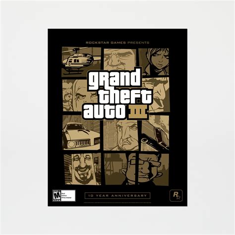 Grand Theft Auto Iii 10 Year Anniversary Us Box Poster Rockstar Store