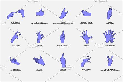 38 Hand Gestures Around The World Pre Designed Illustrator Graphics ~ Creative Market