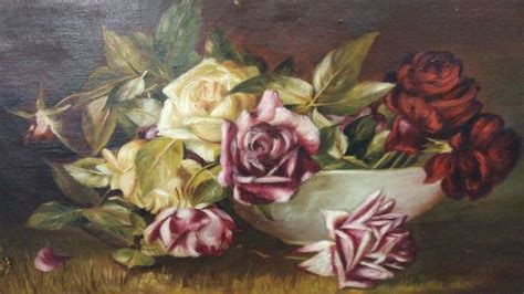 Antique Oil Painting Early 1900s Flower Still Life Beautiful