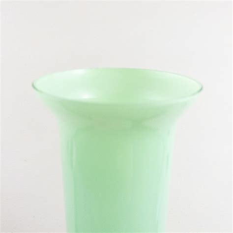Vintage Tall And Slender Vase Mint Green Glass Vase Vessel Etsy