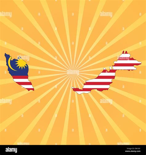 Malaysia Map Flag On Sunburst Illustration Stock Vector Image And Art Alamy