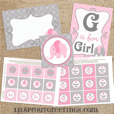 Create your own custom baby shower invitation in minutes. Pink Elephant Baby Shower Printable Decorations Instant