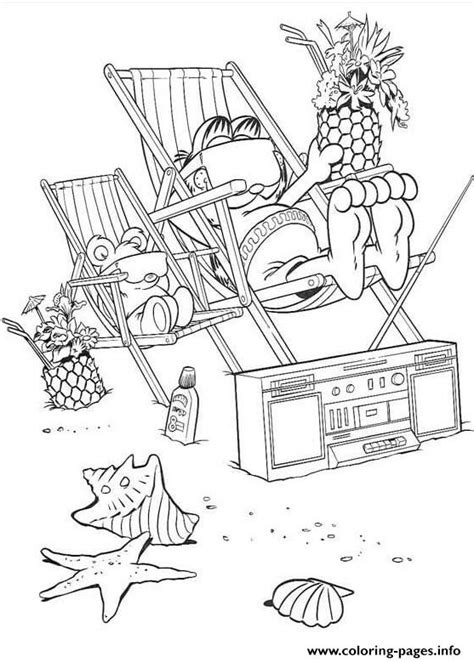 Garfield On The Beach Coloring Pages Printable