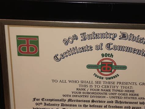 90th Infantry Division Commemorative Certificate Of Commendation Ebay
