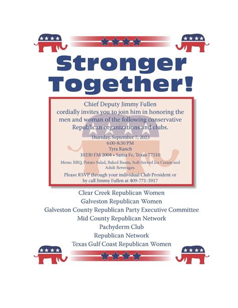 Stronger Together Appreciation Dinner Galveston County Republican Party