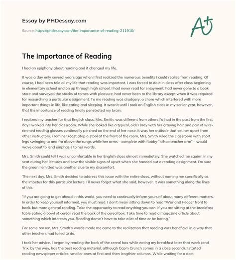 The Importance Of Reading PHDessay Com