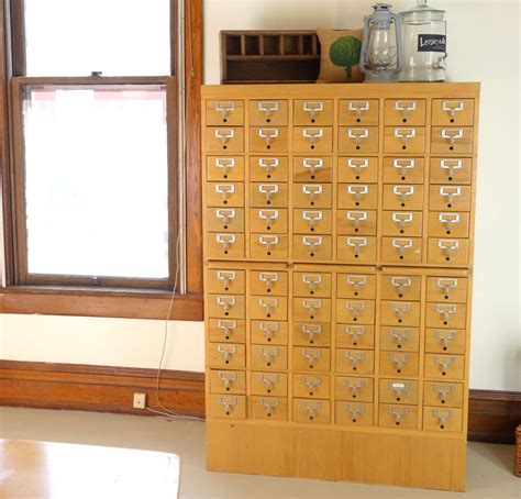 Gorgeous Vintage Library Card Catalog 72 Drawer Solid Wood Antique