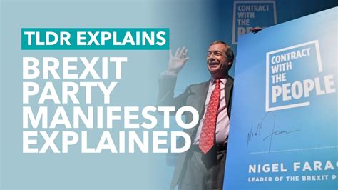 Brexit Party Manifesto Explained 2019 Election Tldr News Youtube
