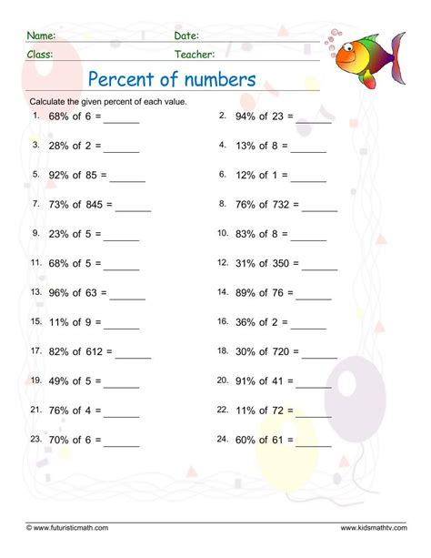 Percent Worksheet With Answers Pdf