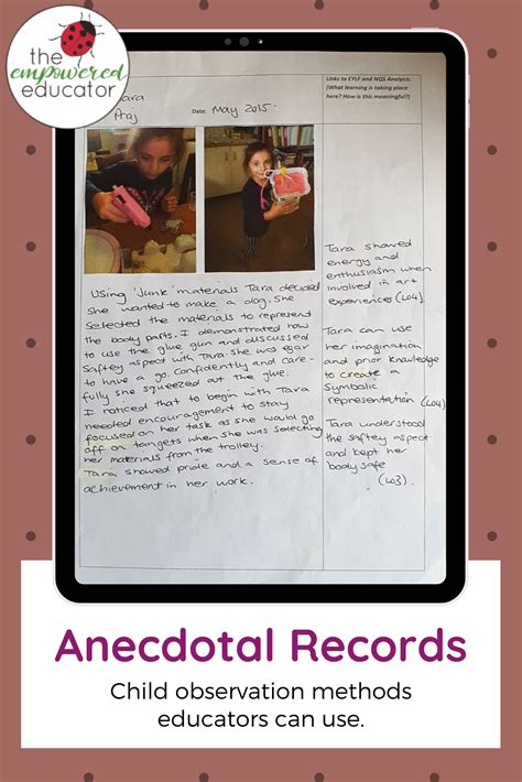 Running Record Child Observation Examples Preschool Anecdotal Record
