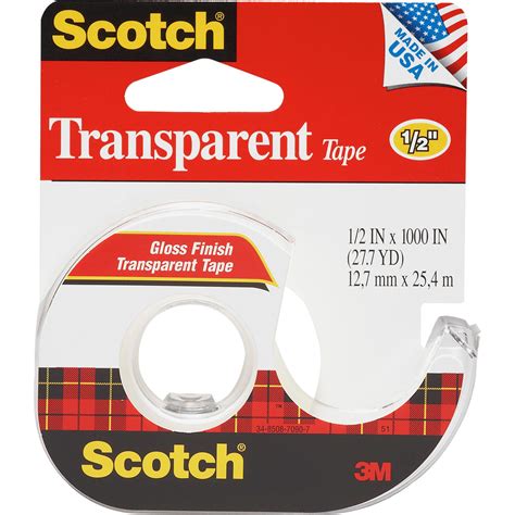 Scotch Mmm174 Transparent Tape 1 Roll Clear