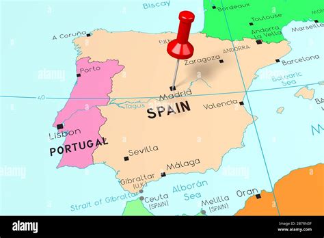 Spain Madrid Capital City Pinned On Political Map Stock Photo Alamy