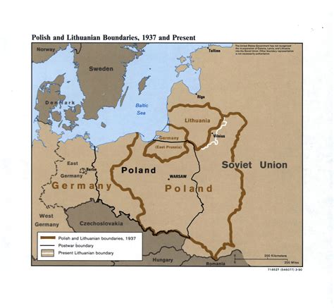 Large Detailed Polish And Lithuanian Boundaries Map 1937 And Present