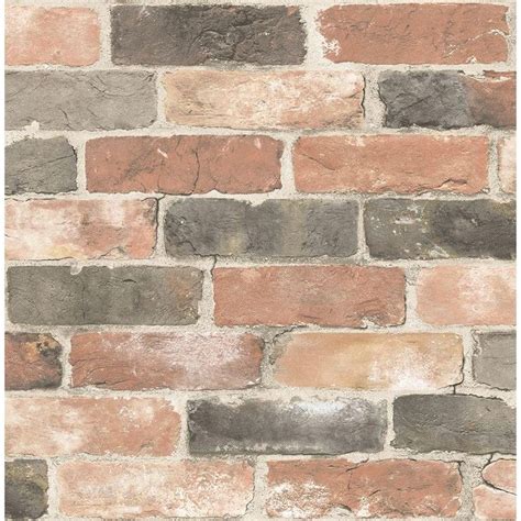 Brewster Dusty Red Reclaimed Bricks Rustic Wallpaper