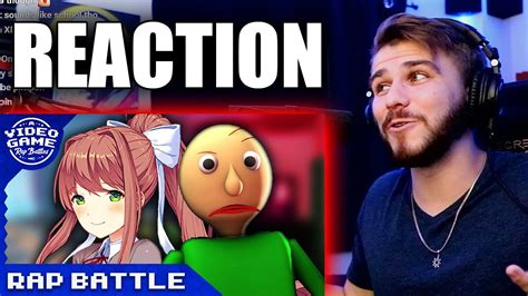 Reaction Baldi Vs Monika Video Game Rap Battles Ddlc Vs Baldis