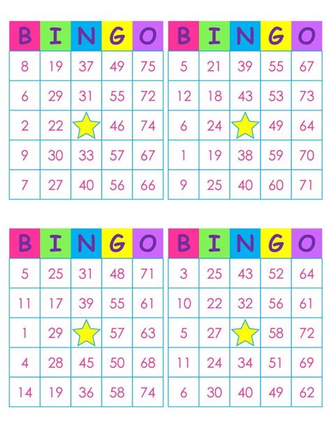 Two Rows Of Numbers With The Words Bingo And One Row In Different Colors
