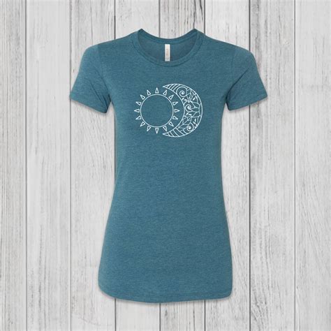 Sun And Moon Fitted T Shirt Womens Celestial Graphic Tees Etsy