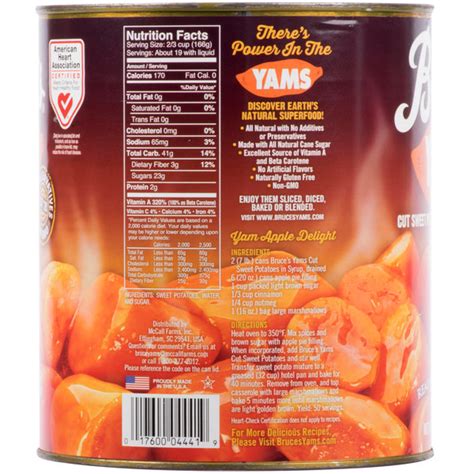 Bruce's whole sweet potatoes in heavy syrup #10 can. Cut Sweet Potatoes in Light Syrup, #10 Can | Cut Yams