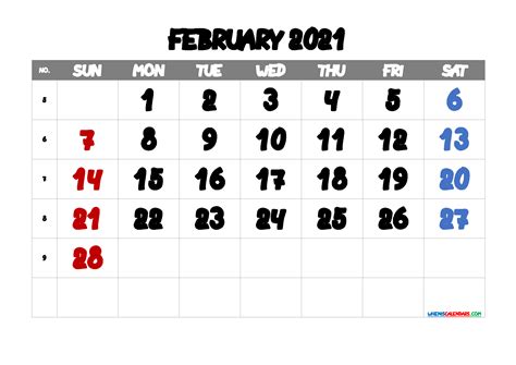 Free Printable February 2021 Calendar Template M21anotherround1