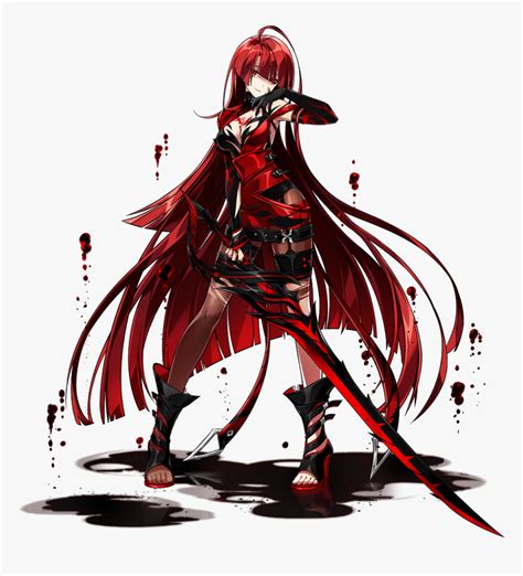 Elesis Anime Girl Red Hair Sword Blood Warrior Elsword Bloody Queen Fan Art Hd Png