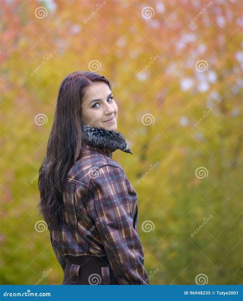 Cute Long Haired Brunette Girl Stock Image Image Of Outdoor