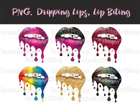 Png Dripping Lips Lip Biting Printable Sublimation Design Etsy